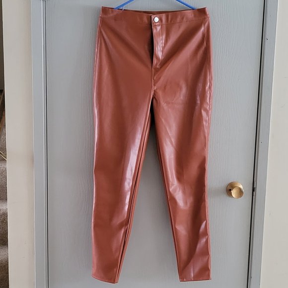 Rust Wet Look Pants - Picture 1 of 1